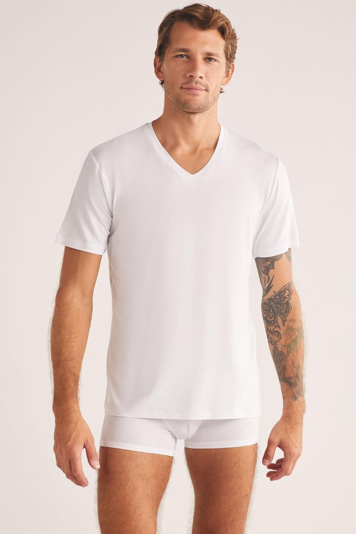 Nazikendam İç Giyim Kom Emilio V Yaka Mikro Modal Erkek Tshirt