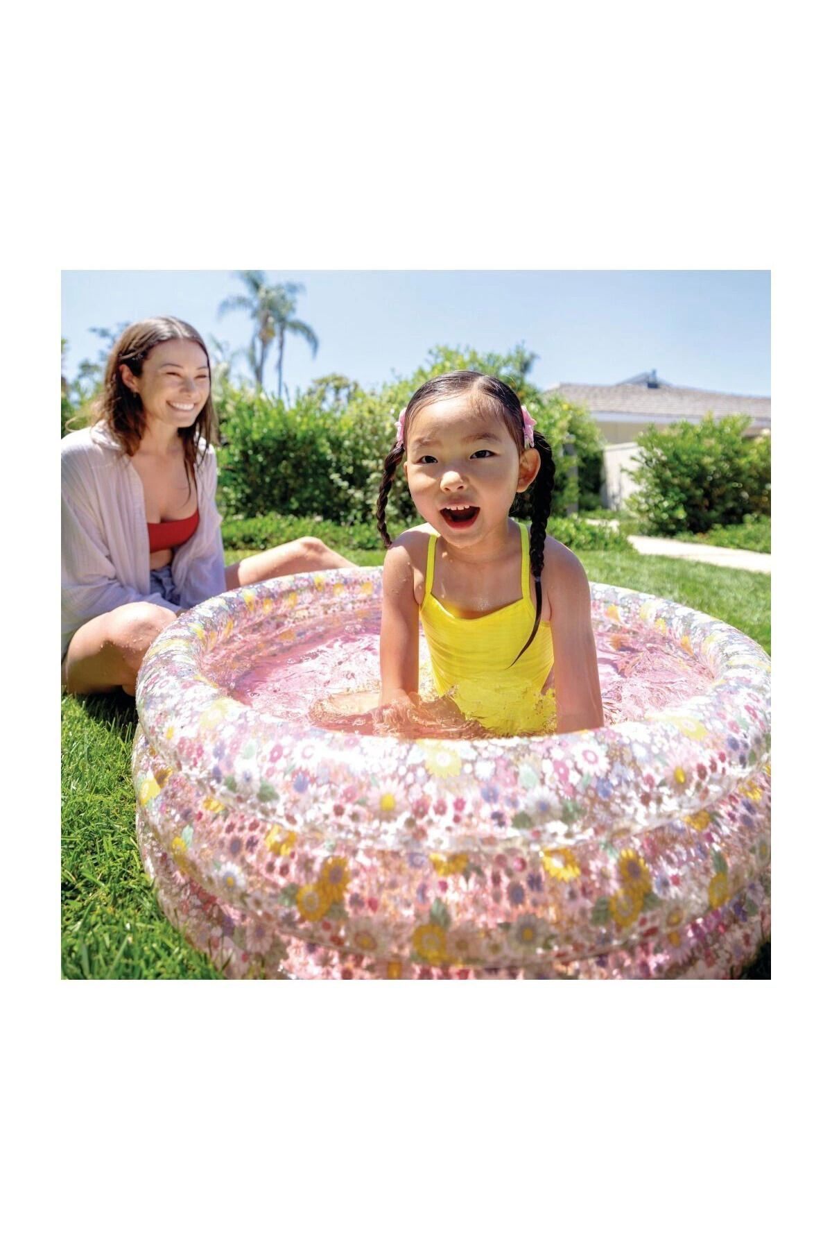 Yusuftex İh58427 İntex 3 Boğumlu Çiçek Desenli Bebek Havuzu 86X25cm