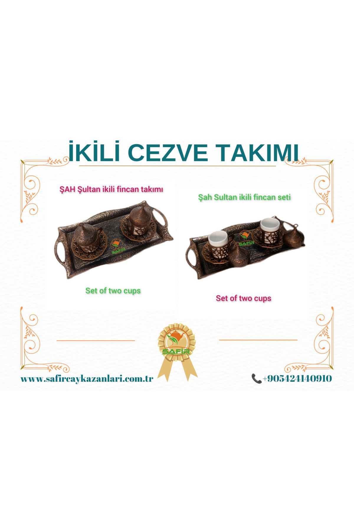 Safir İki Kişilik Kahve Takimi Fincan Takimi Şah Sultan Kahve Takimi 2 