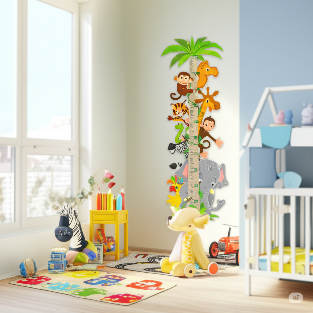 Luluyen İkili Set Kendinden Yapişkanli Şeffaf  Sevimli Safari Boy Ölçer +