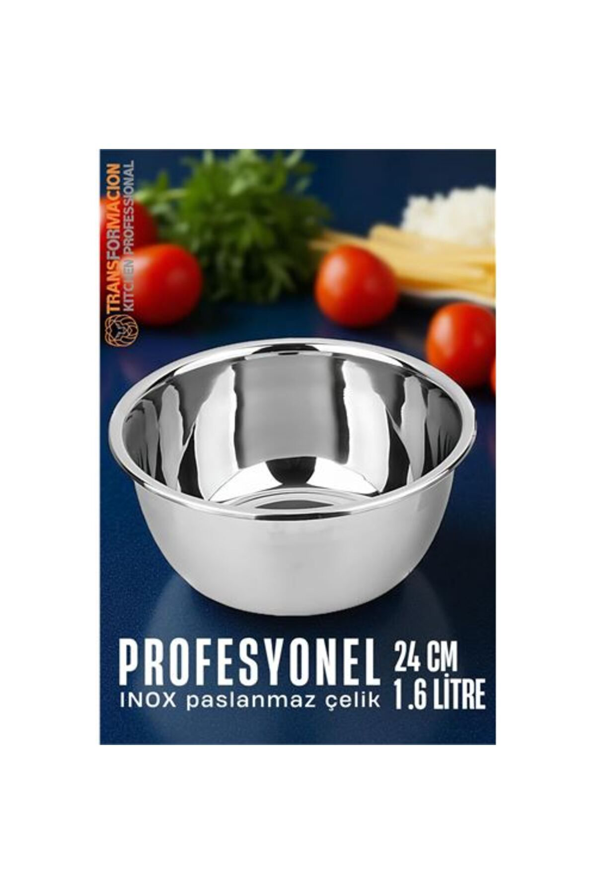 Kuzgun İnox Kase - 24 Cm 1.6 Litre Kariştirma Kabi Profesyonel 304 Pasla
