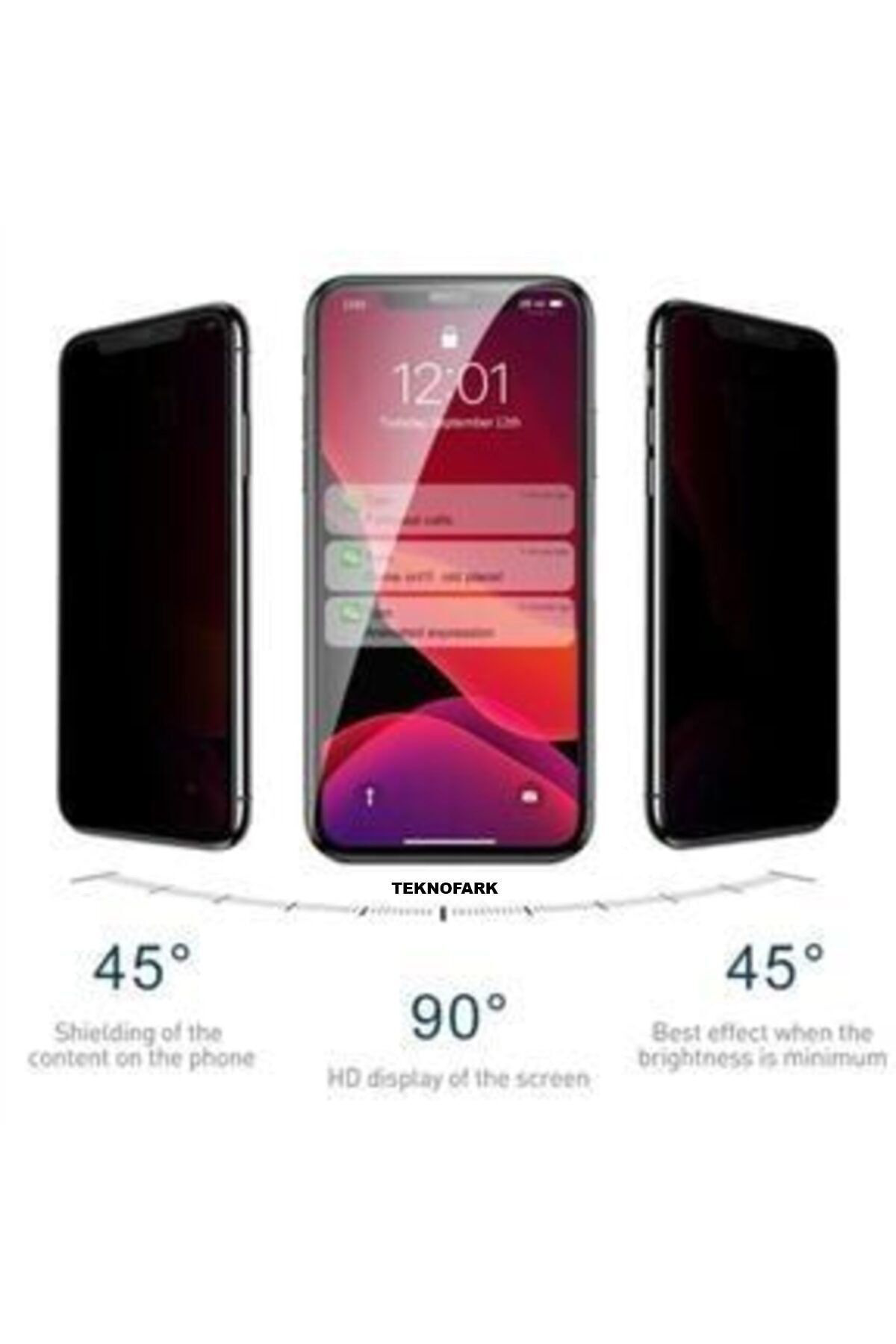 Mcasering İphone 12 Pro Uyumlu Mat Hayalet Ekran Gizli Privacy Tam Kaplayan