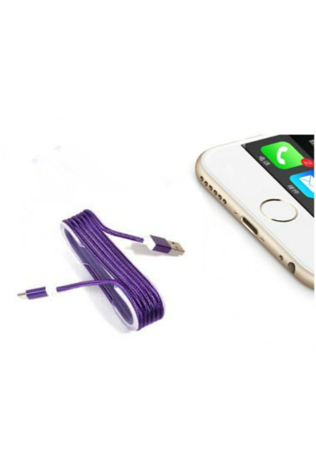 Colezium İphone Örgü Şeklinde Renkli Çelik Şarj Data Kablosu - Mor