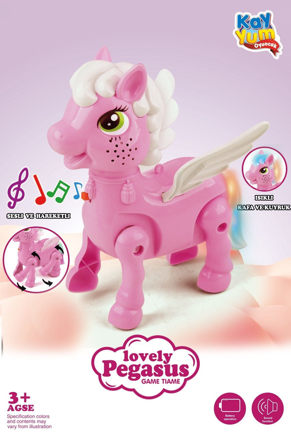 Oyuncak Store İşikli Sesli Pilli Yürüyen At Oyuncaği Pony Oyuncaği Pembe Ve Mav