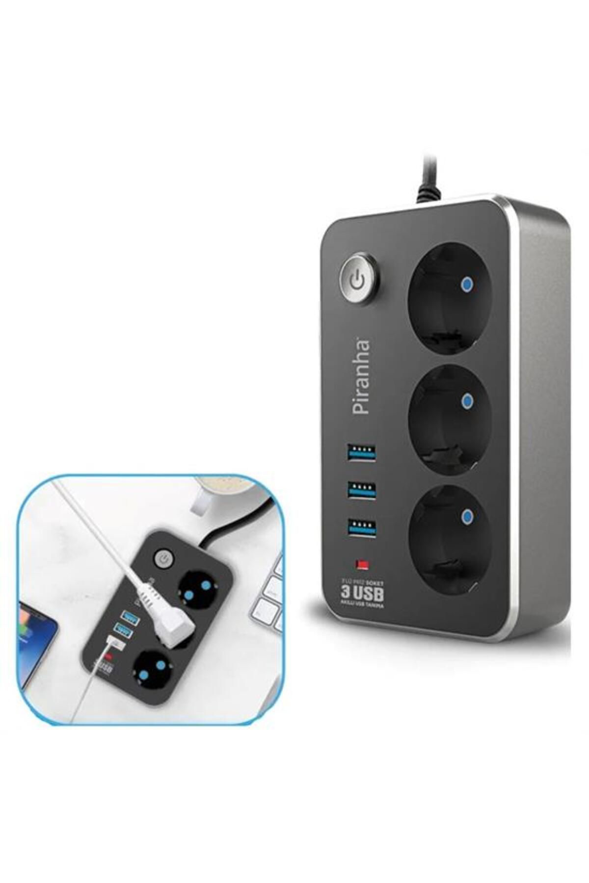 Ok Aksesuar İsiya Dayanikli Termal Akim Korumali 2 Mt 10A 2500W 3Lü Priz Ve 3