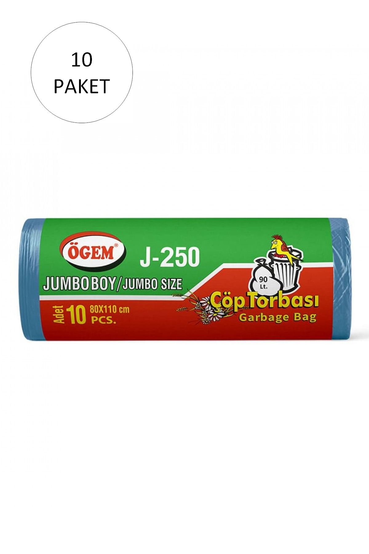 Helsol J-250 Jumbo Boy Çöp Torbasi 80 X 110 Cm 10 Lu Rulo X 10 Paket = 1