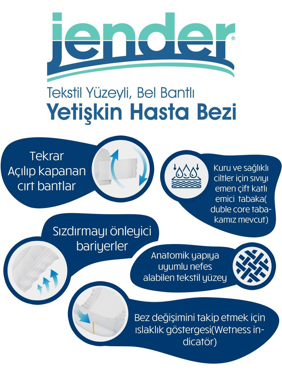 Jender  Bel Bantli Hasta Bezi Xlarge 30 Adet