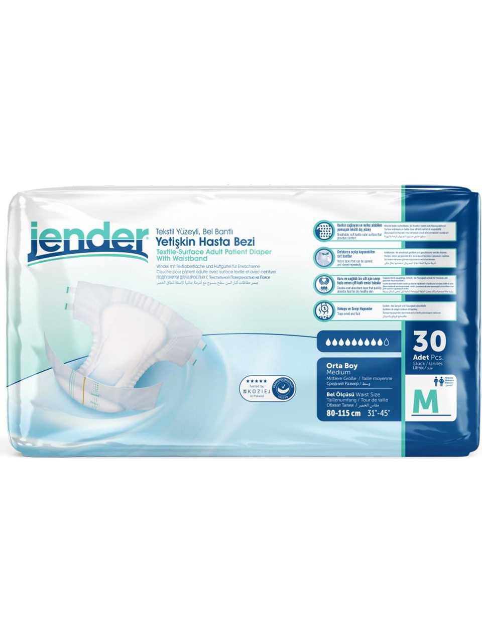 Jender  Bel Bantli Yetişkin Hasta Bezi Medium 30 Adet