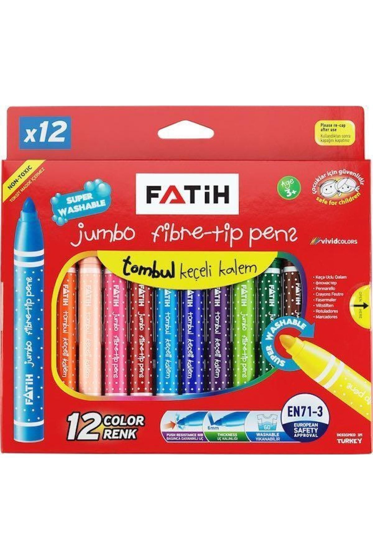 Fatih Jumbo Keçeli Kalem 12 Renk