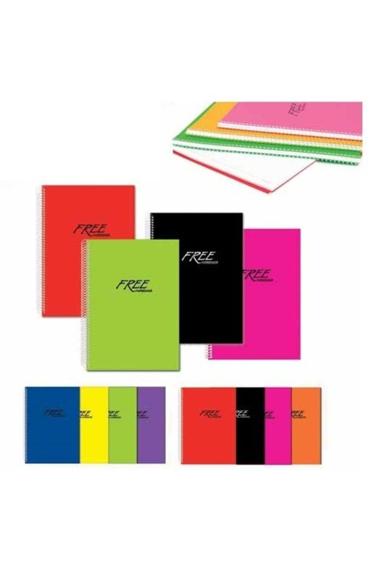 Keskin K. Color Free A4 100 Yaprak Kareli Plastik Kapak Spiralli Defter