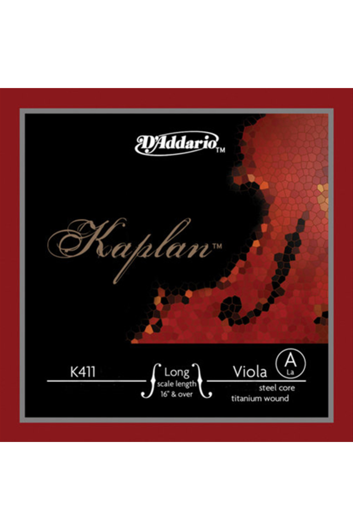 Daddario K411lh Viola Tek Teli, Kaplan, Long Scale 16" & Over, A-( Kaplan