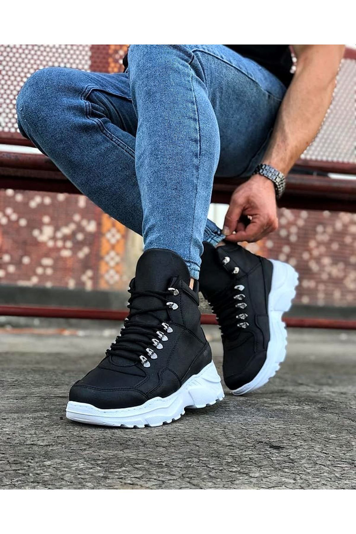 K&A Ka07 Siyah Renk Uzun Bağcikli Bot