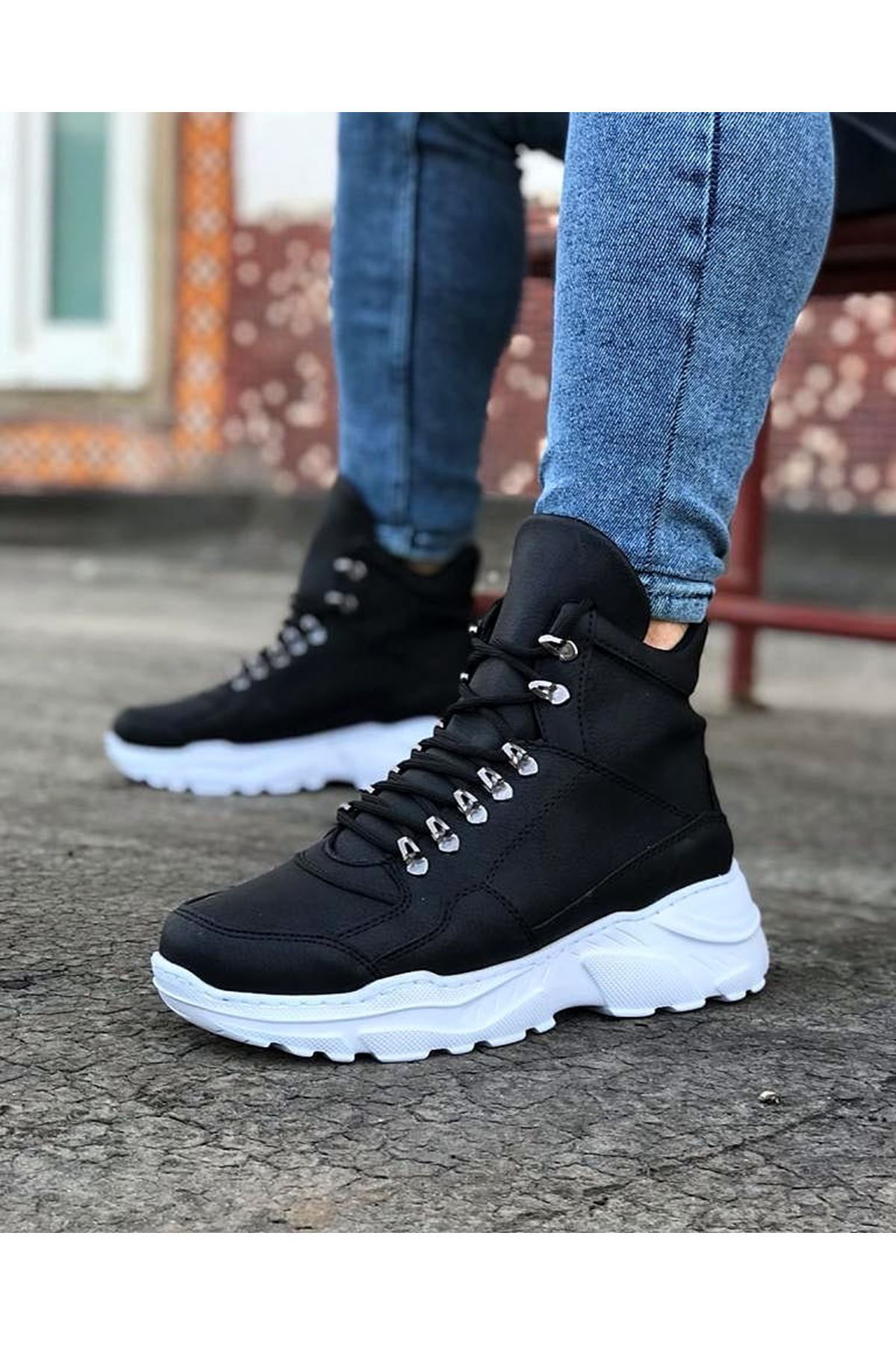 K&A Ka07 Siyah Renk Uzun Bağcikli Bot
