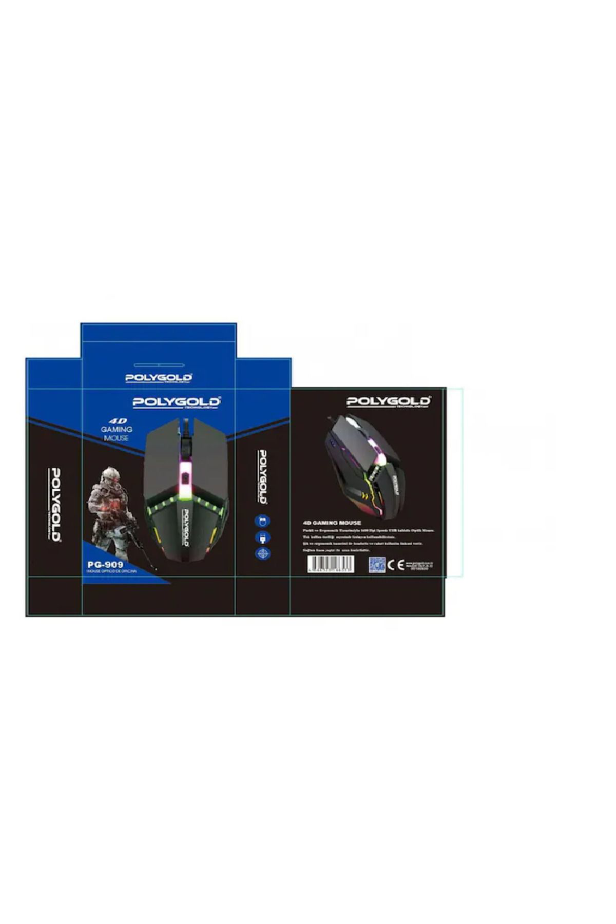 Polygon Kablolu İşikli Optik Oyuncu Mouse Pg-909
