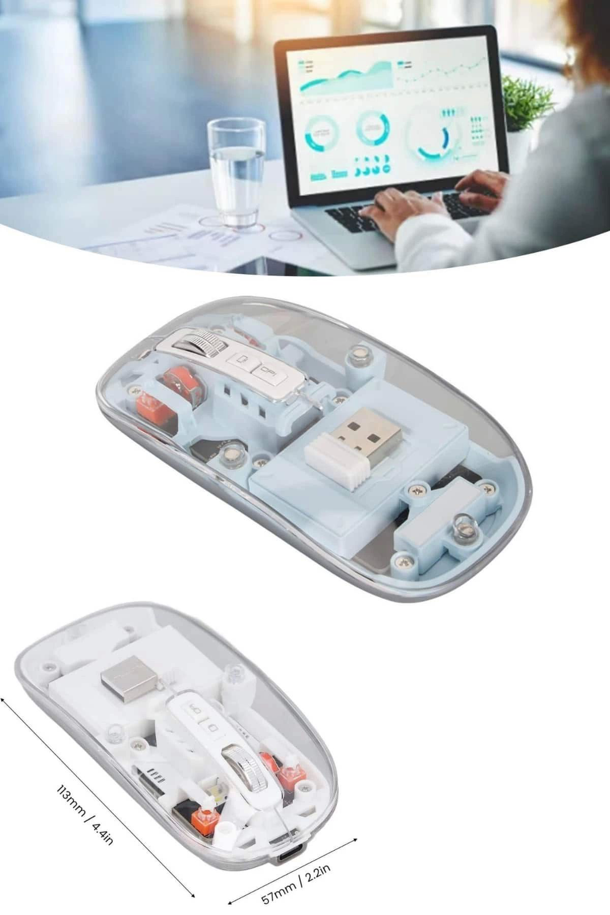 Pamiravm Kablosuz Mouse Fare Şarjli Bluetooth Wireless Çift Modlu Sessiz