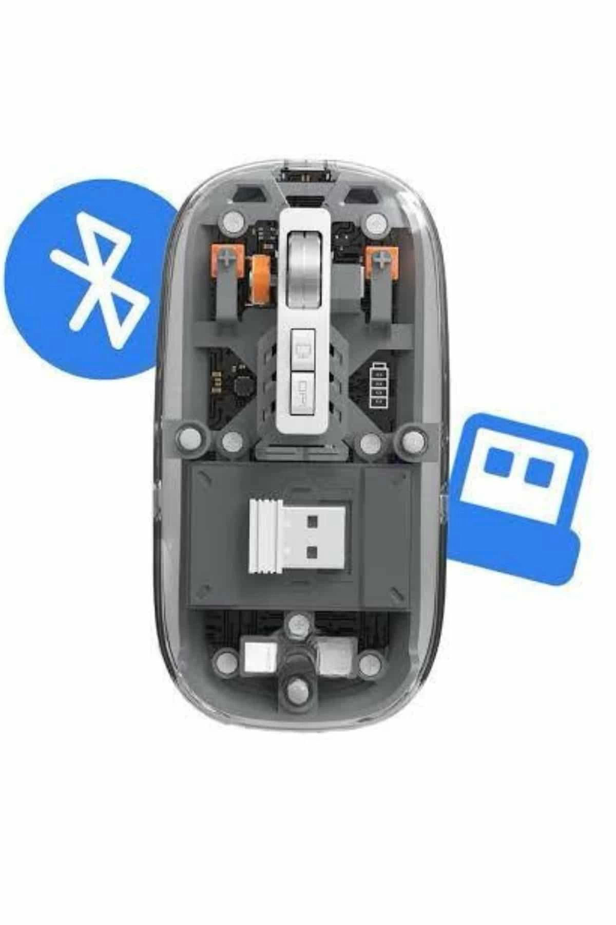 Pamiravm Kablosuz Mouse Fare Şarjli Bluetooth Wireless Çift Modlu Sessiz