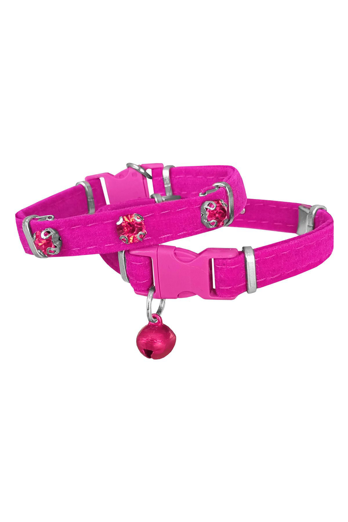 K&A Kadife Kedi Boyun Tasmasi Taşli 20-32 Cm Pembe