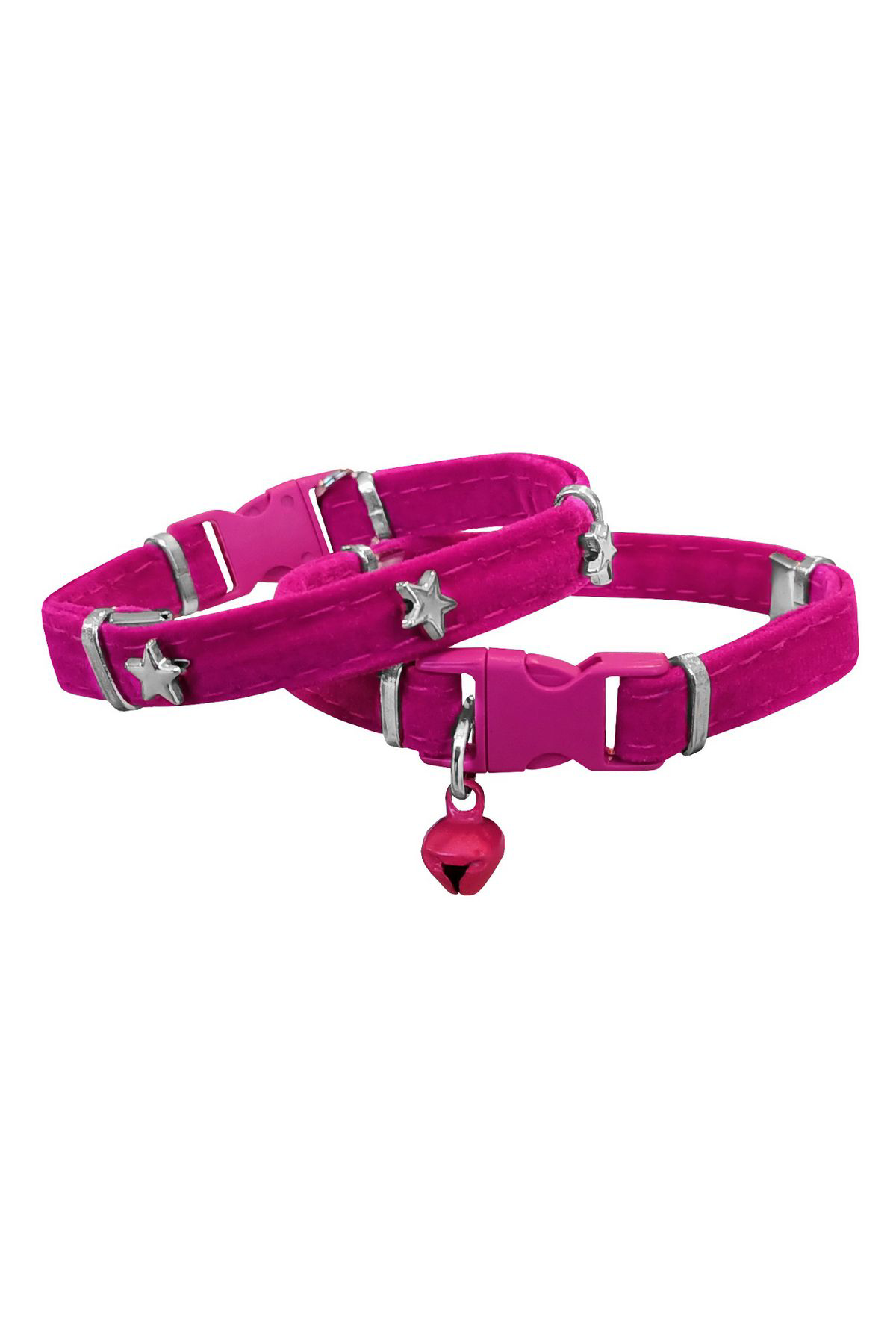 K&A Kadife Kedi Boyun Tasmasi Yildizli 20-32 Cm Pembe