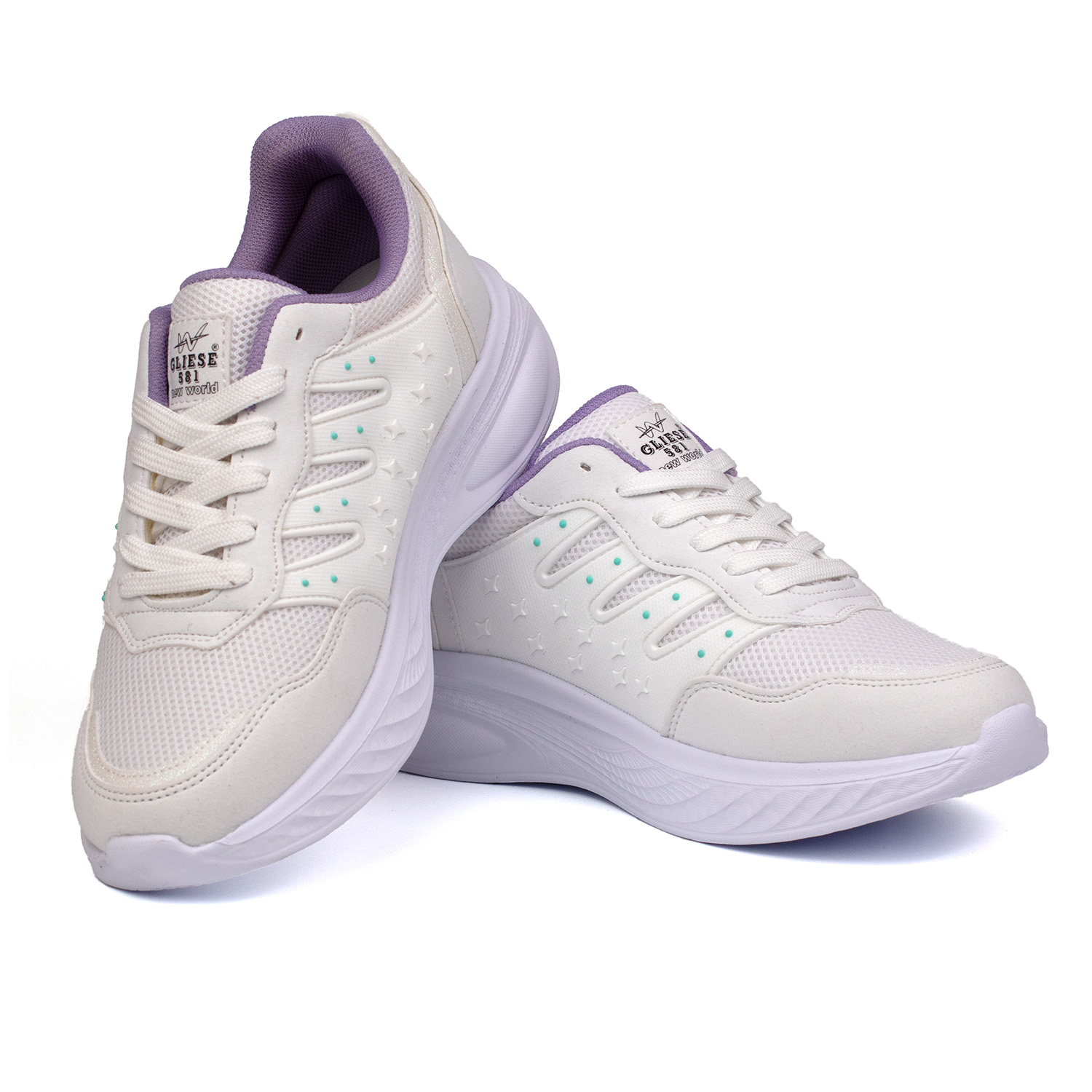 Kajila Kadin Beyaz Lila Fileli Günlük Rahat Sneaker Spor Ayakkabi
