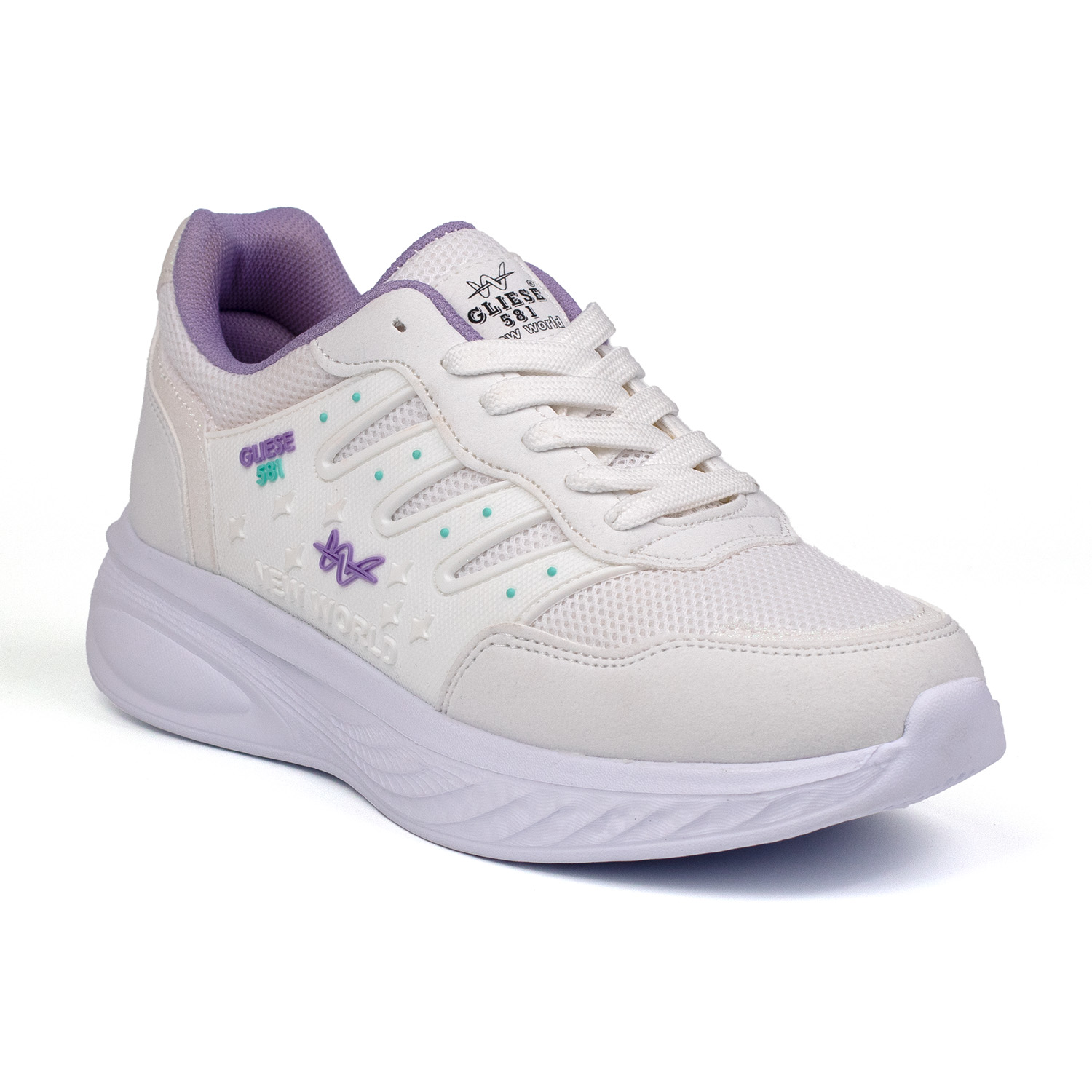 Kajila Kadin Beyaz Lila Fileli Günlük Rahat Sneaker Spor Ayakkabi
