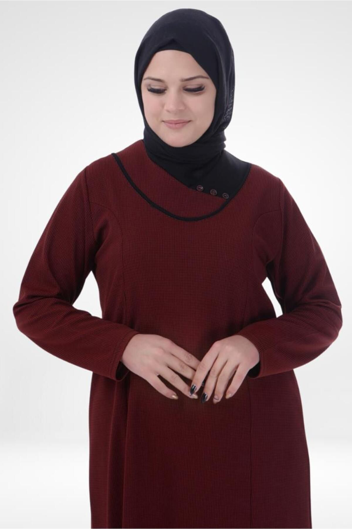 Ferace Tesettur Uzun Elbise Gunluk Kadin Buyuk Beden Petek Kumas Jakar A