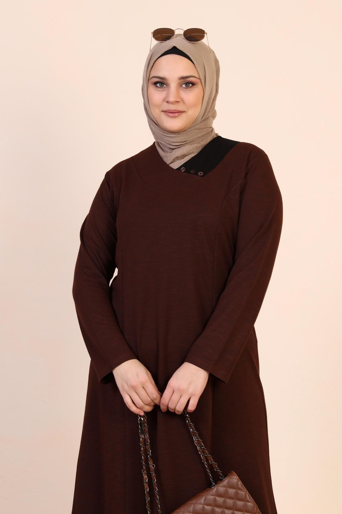 Ferace Tesettur Uzun Elbise Gunluk Kadin Buyuk Beden Petek Kumas Jakar A
