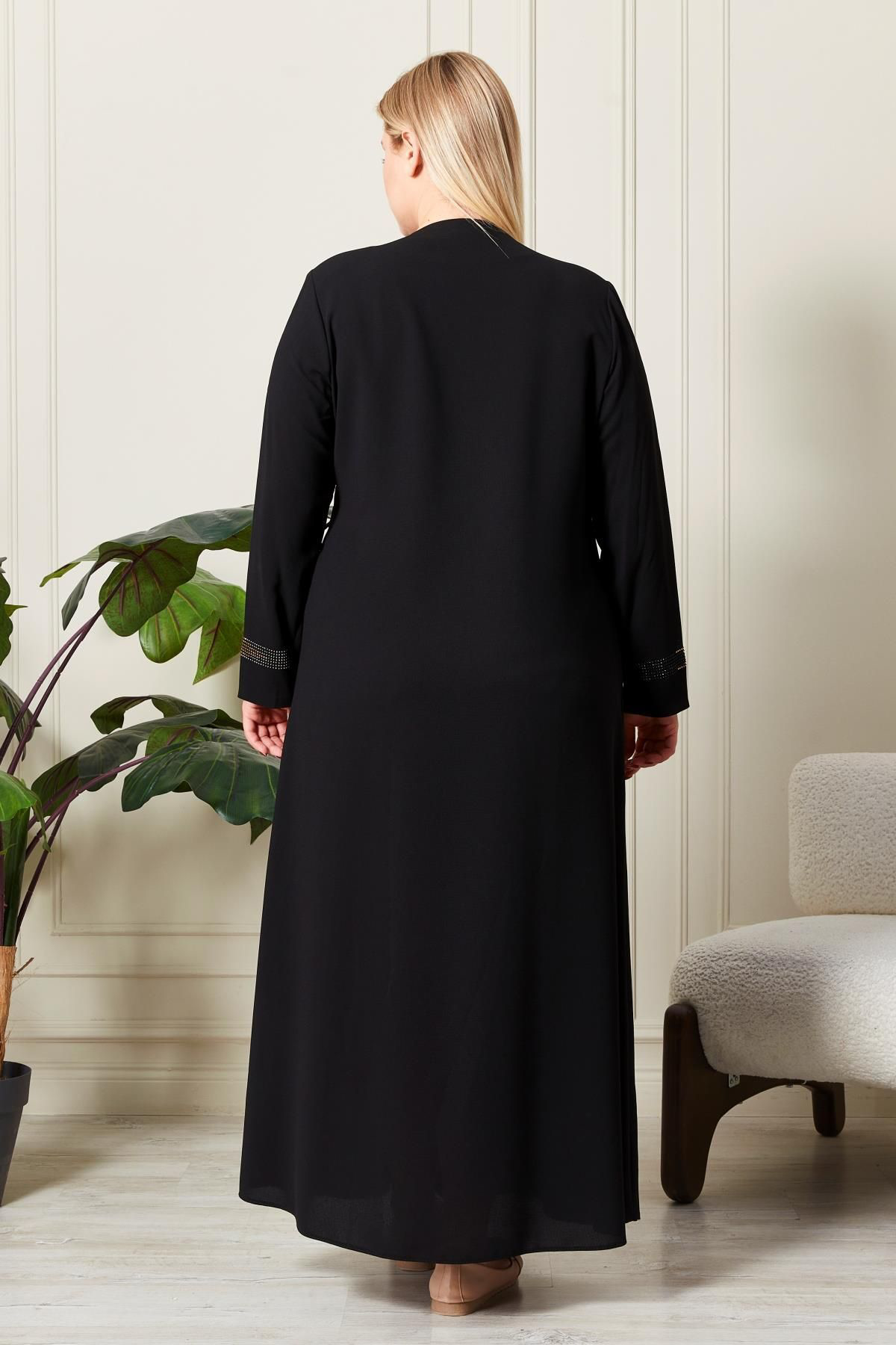 Ferace Kadin Büyük Beden Etamin Abaya 