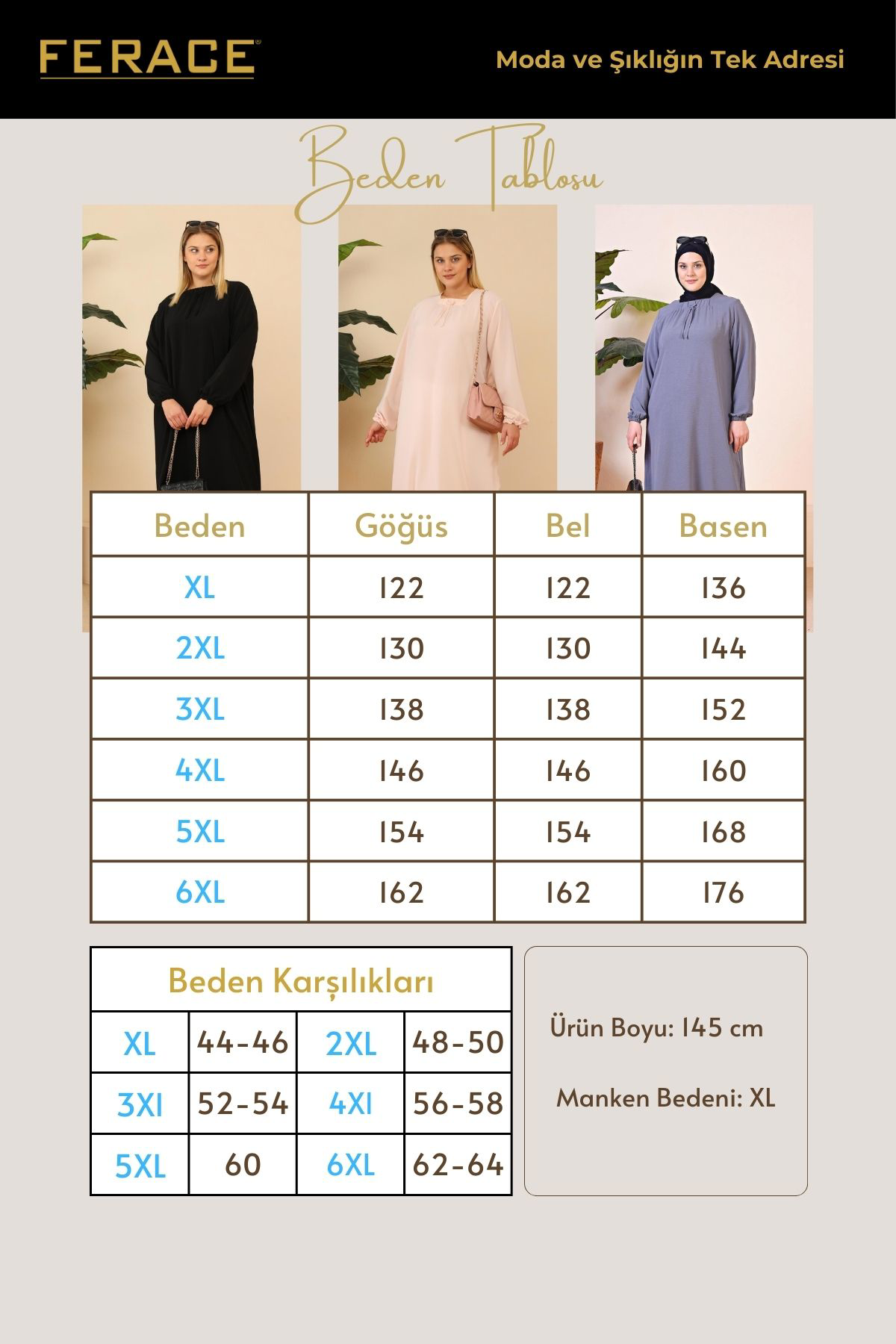 Ferace Kadin Buyuk Beden Ayrobin Uzun Anne Elbise