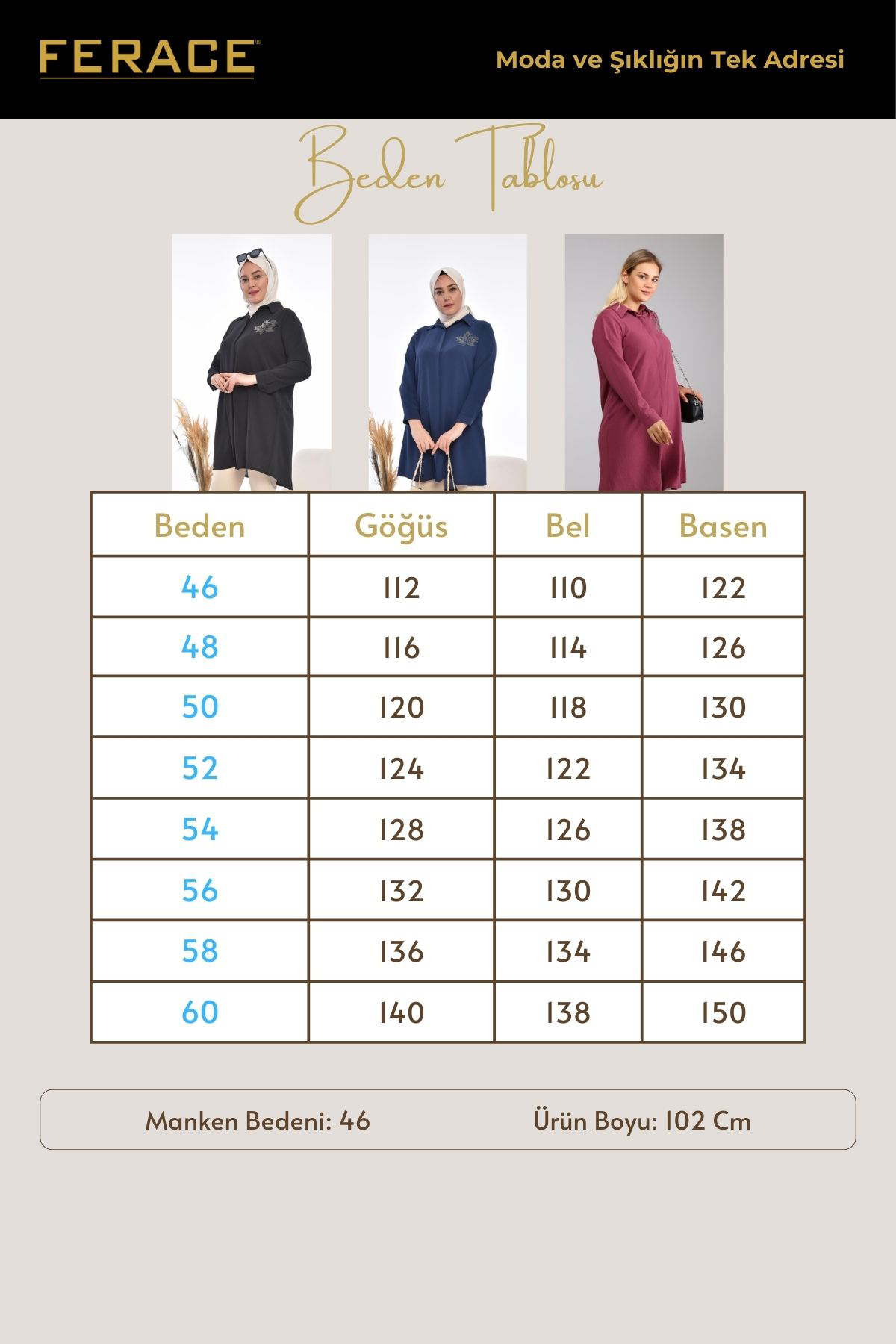 Ferace Kadin Büyük Beden Yaprak Baskili Gömlek Tunik