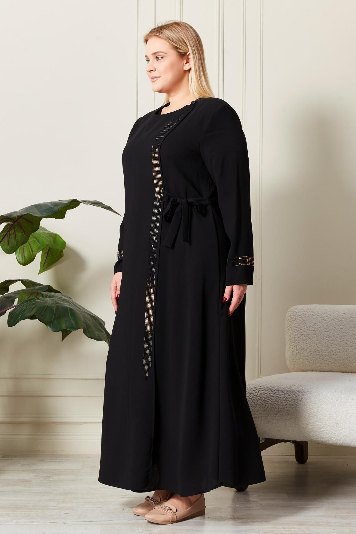 Ferace Kadin Büyük Beden Etamin Abaya 