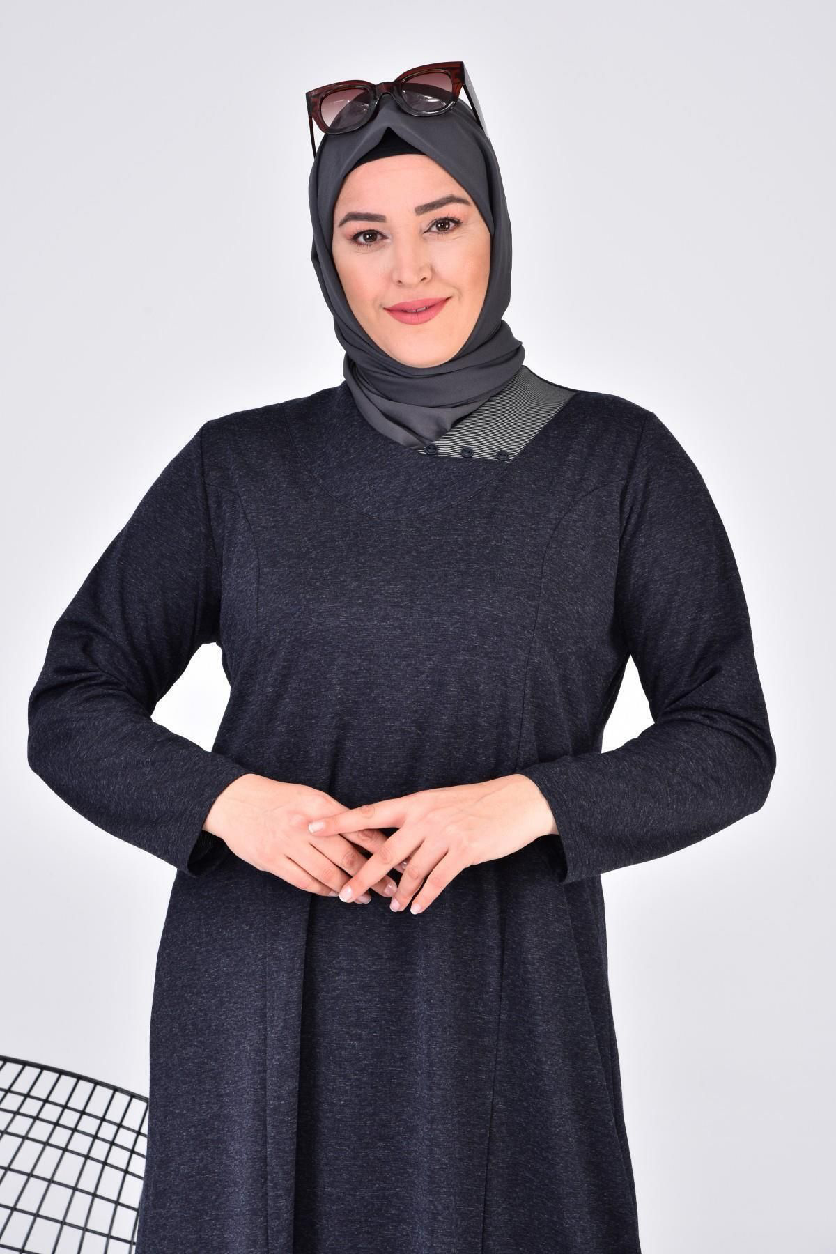 Ferace Kadin Buyuk Beden Ay Yaka Anne Elbise Uzun Tesettur