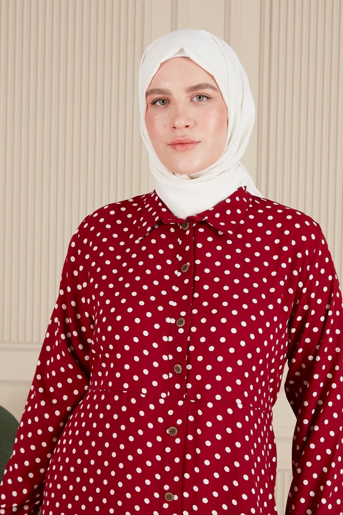 Ferace Kadin Buyuk Beden Çitir Desen Yazlik Tesettur Elbise