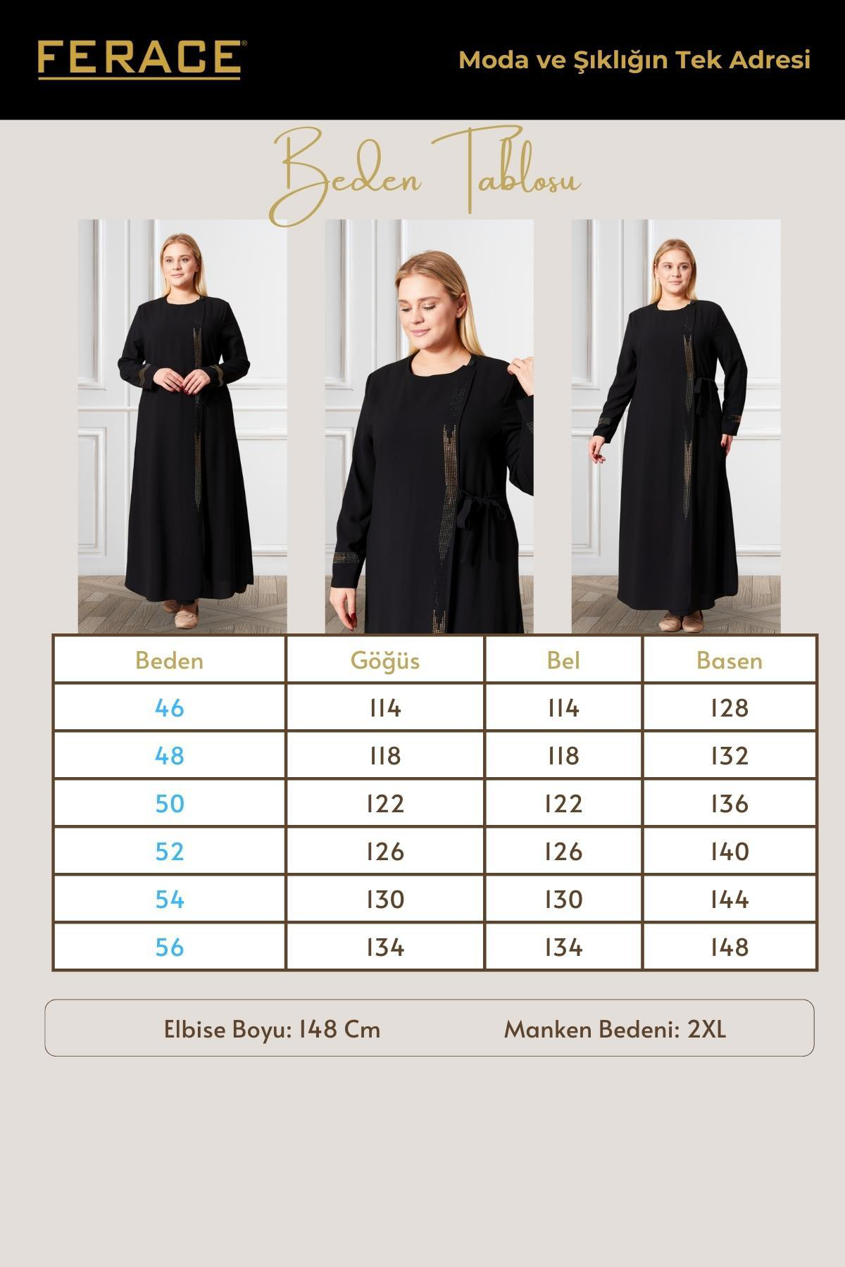 Ferace Kadin Büyük Beden Etamin Abaya 