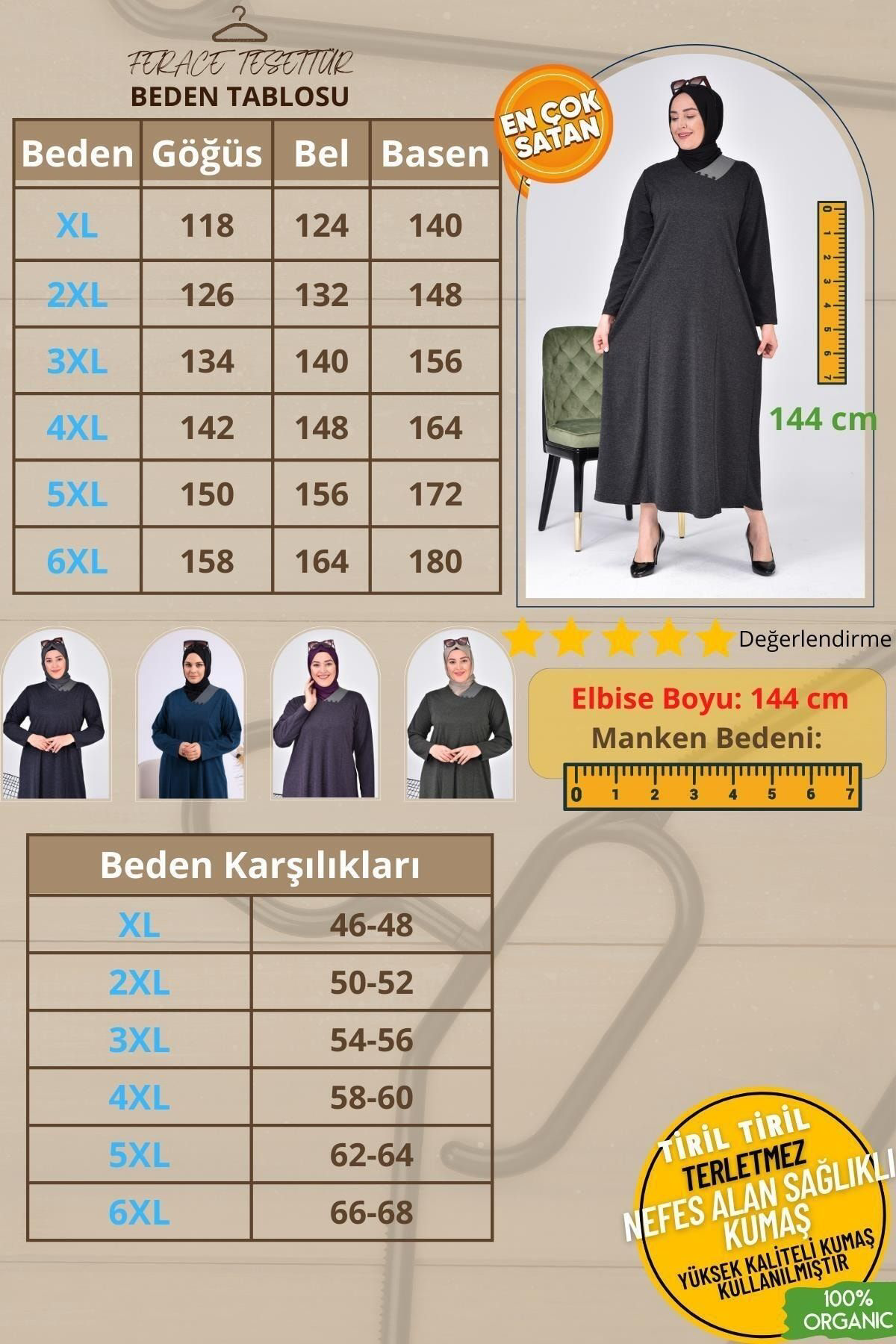 Ferace Kadin Buyuk Beden Ay Yaka Anne Elbise Uzun Tesettur