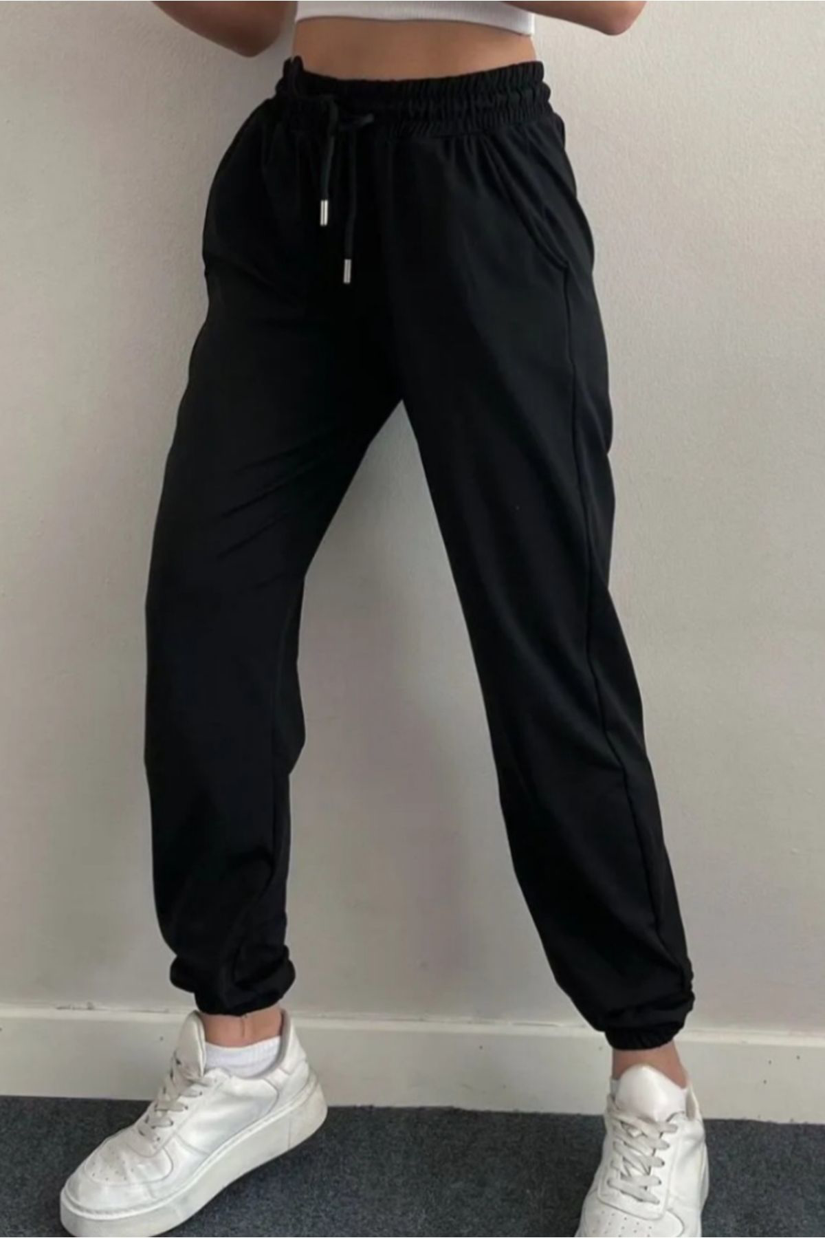 Mayar Butik Kadin Eşofman İki İplik Paçalar Lastikli Jogger Tek Alt