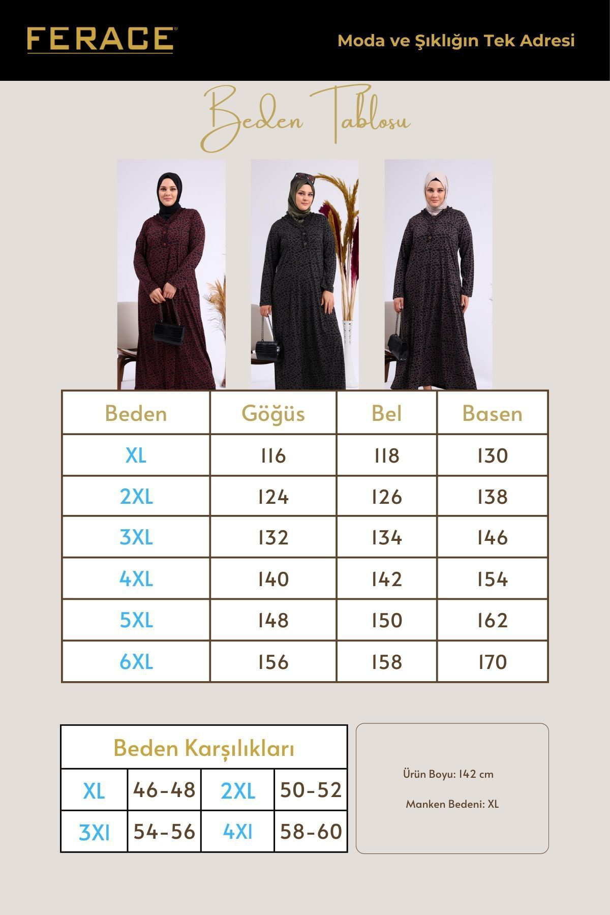 Ferace Kadin Gunluk Elbise Tesettur Leopar Desenli Buyuk Beden Elbise