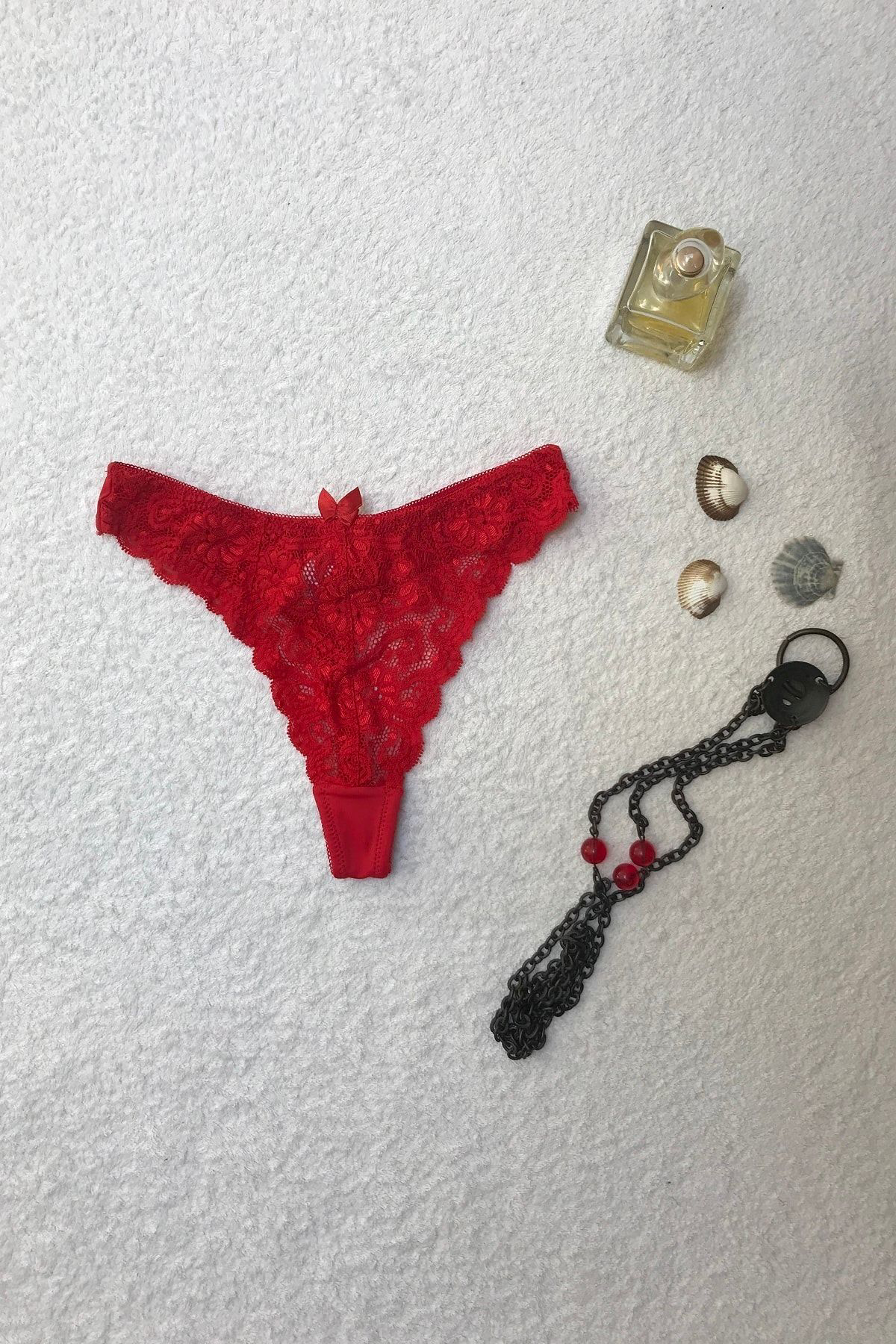 Belladonna Kadin Kirmizi Dantelli String