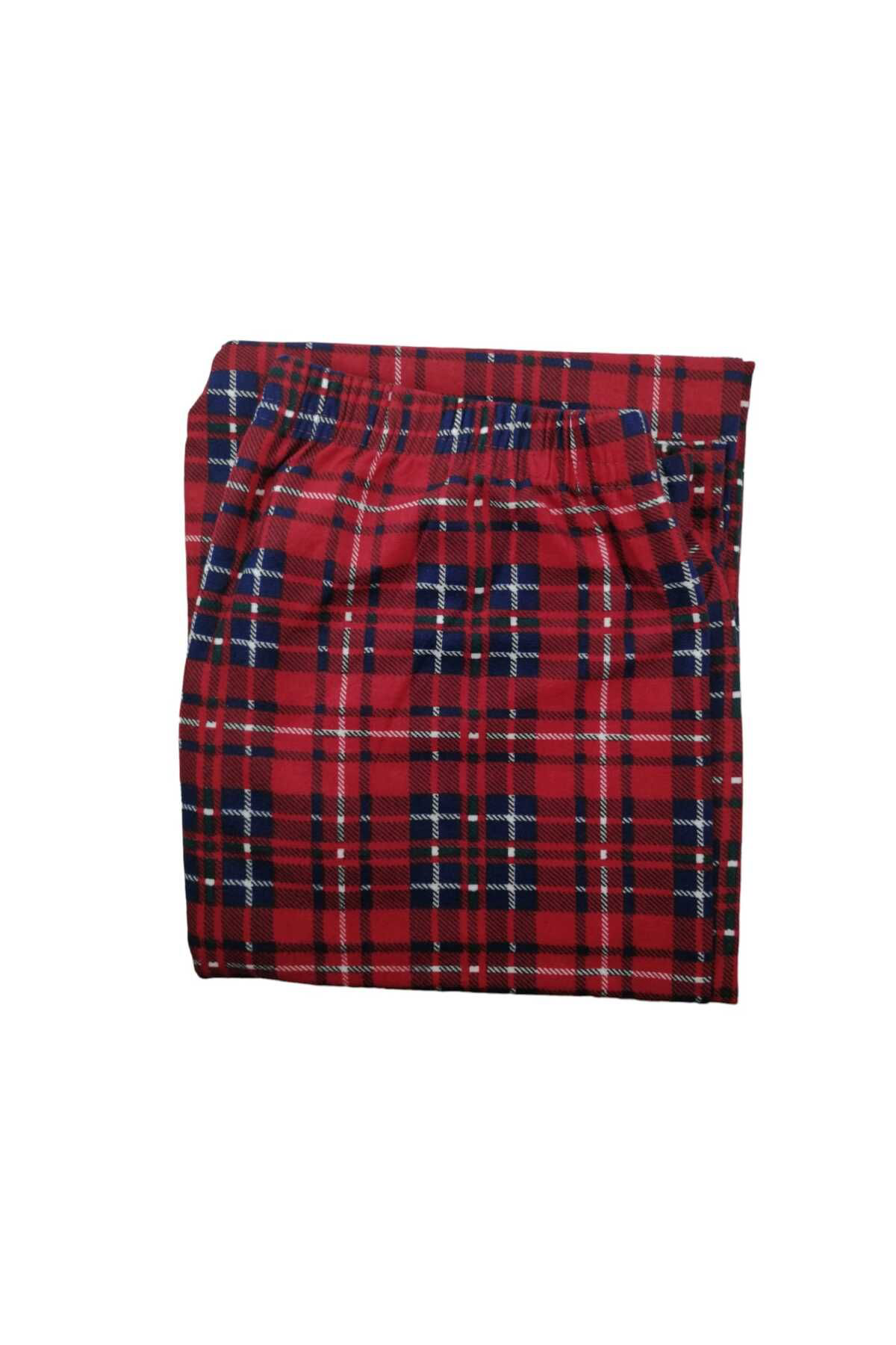 Manolya Kadin  Süet Ekoseli Uzun Kollu Pijama Takimi