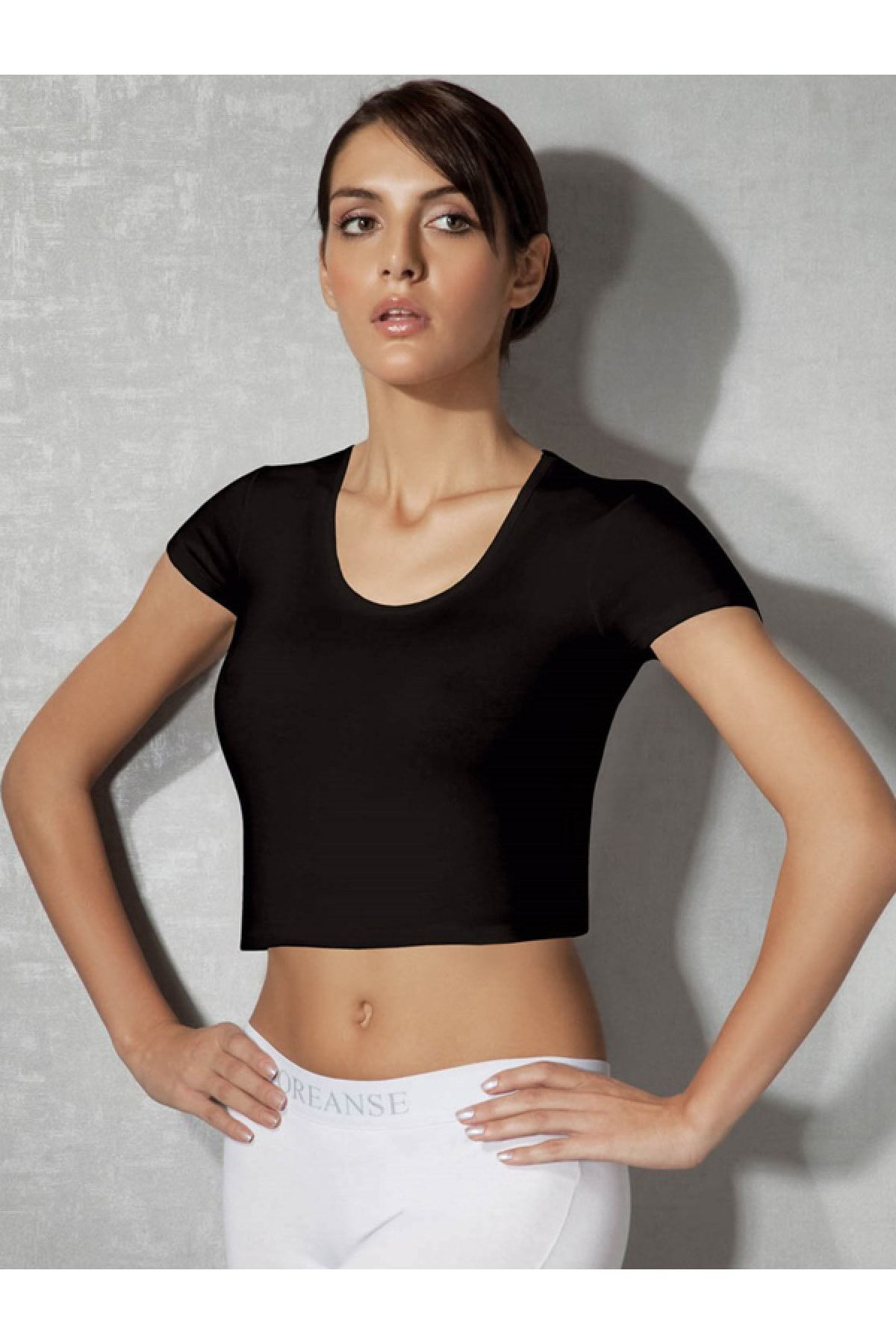 Doreanse Kadin Modal Oyuk Yaka Kisa Kollu T Shirt 9387