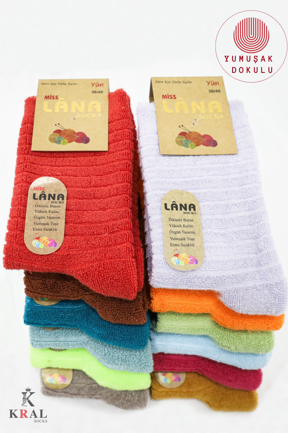 Kral Socks Kadin Uzun Ters Havlu 5 Çift Termal Etkili Kişlik Çorap Seti