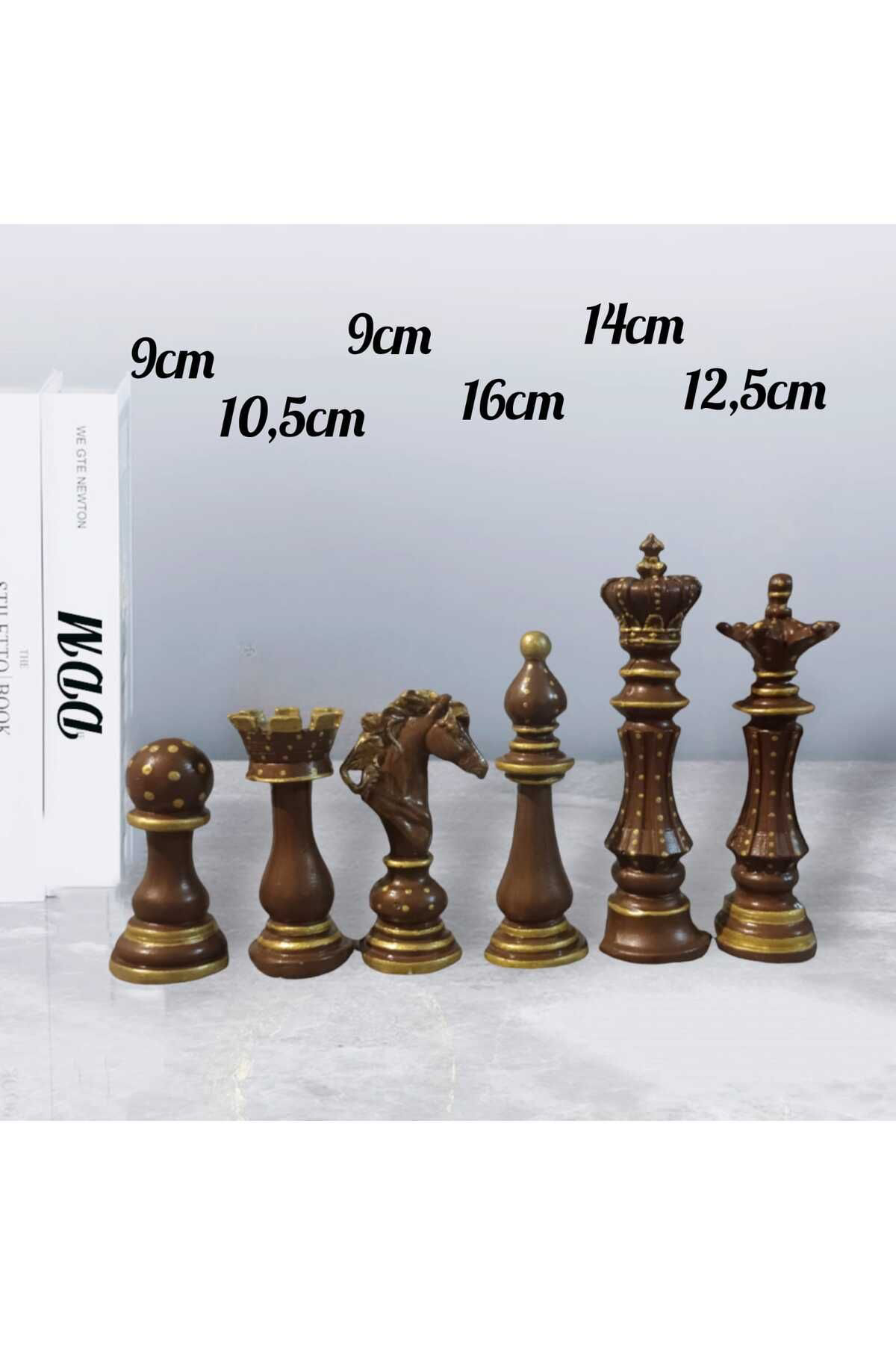Dodemert Home Kahverengi Bronz Polyester Satranç Biblo 6 Li Mini Set