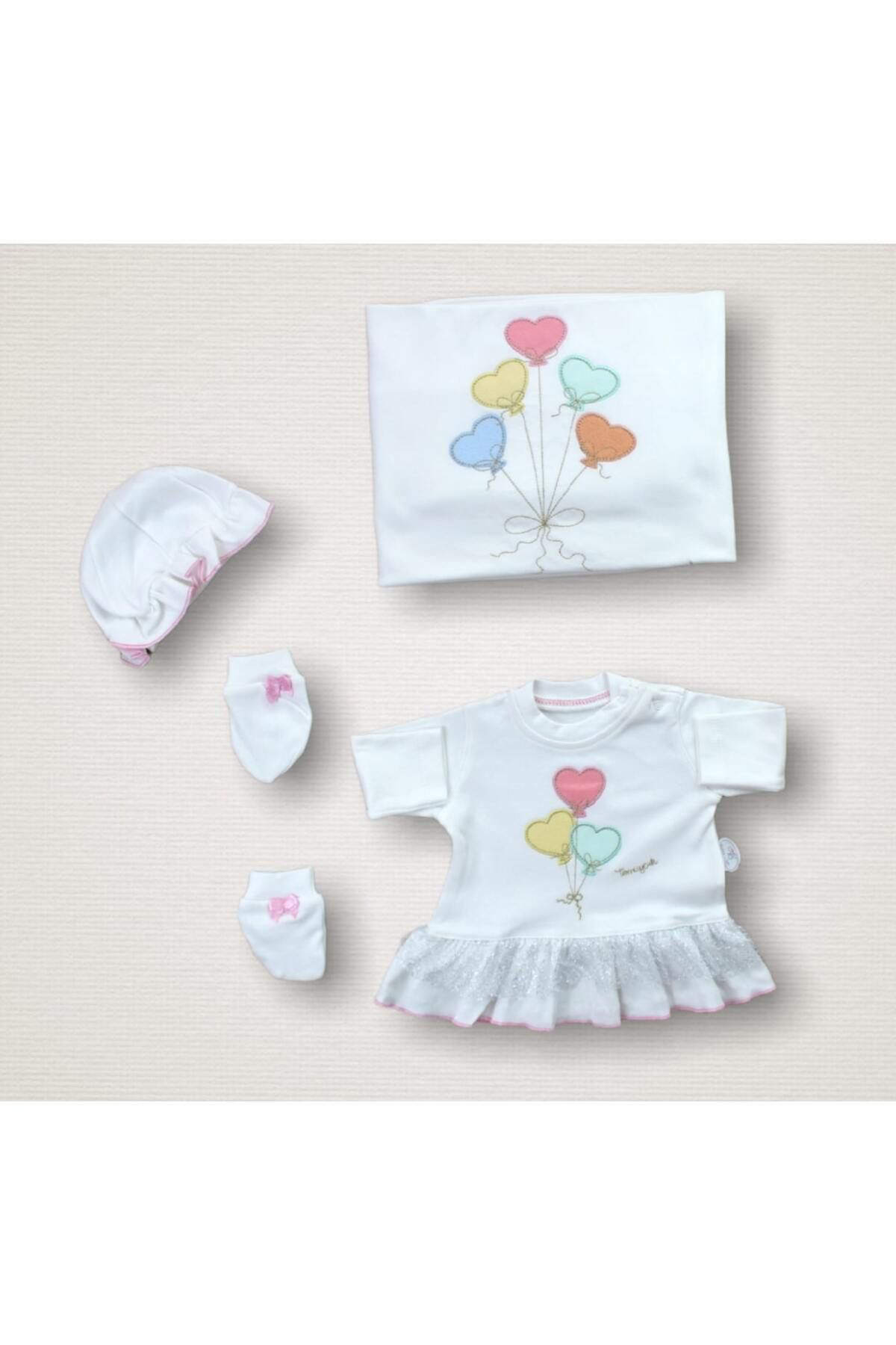 Ok Aksesuar Kalpli Uçan Balon Nakişli %100 Cotton Antibakteriyel 10Lu Zibin T