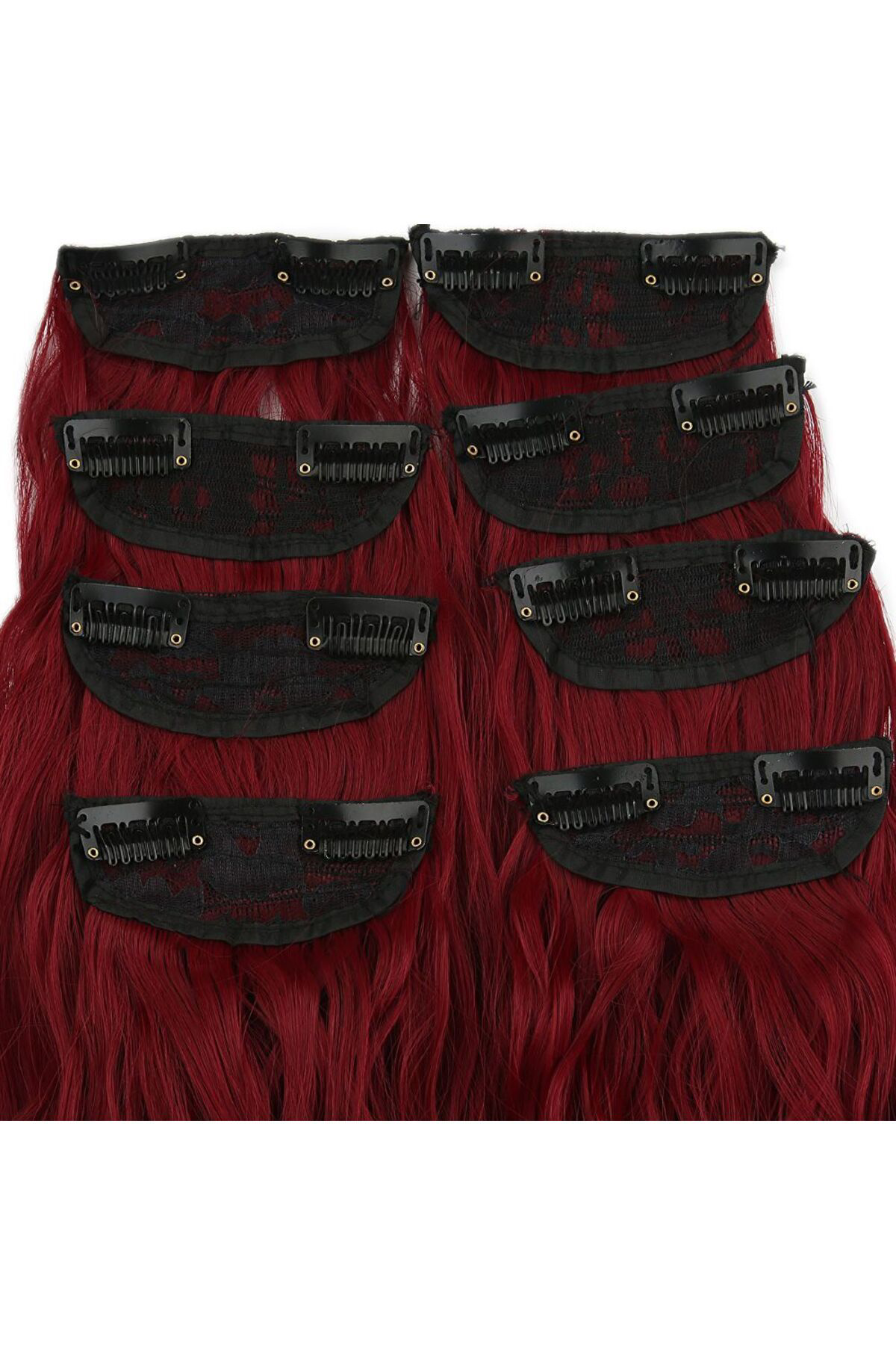 Lisinya Kanekalon Fiber  Sentetik Kabartilmiş Dalgali 8 Parça Saç Çit Çit