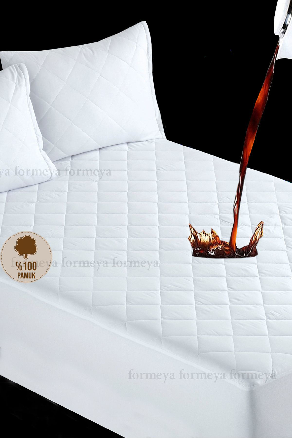 Formeya Kapitone Fitted Full Kenar Su Sivi Geçirmez %100 Pamuk Yatak Koru