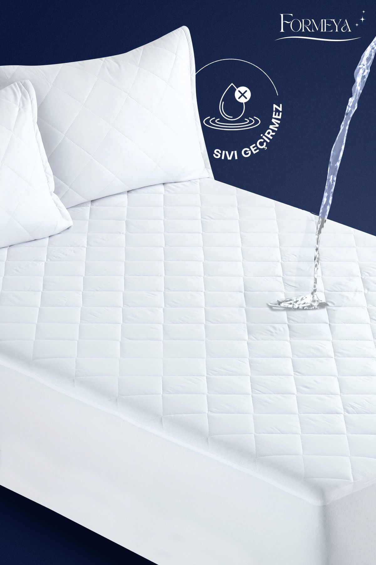 Formeya Kapitone Fitted Full Kenar Su Sivi Geçirmez %100 Pamuk Yatak Koru