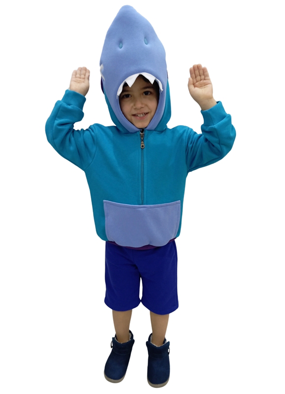 Kostüm Sarayi Kapüşonlu Cosplay Leon Shark Kostümü