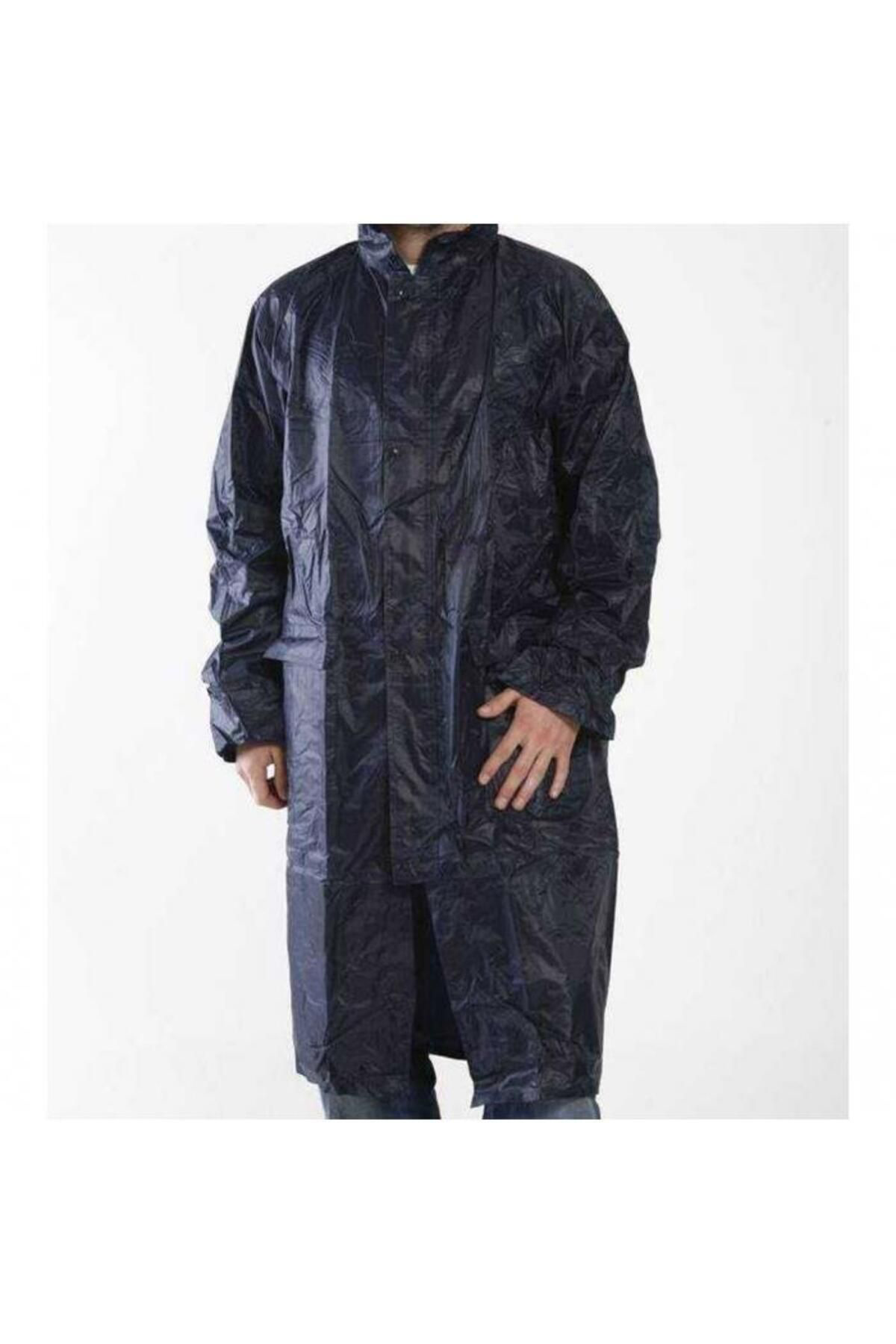 K&A Kapüşonlu Lacivert Pvc Yağmurluk Xxl