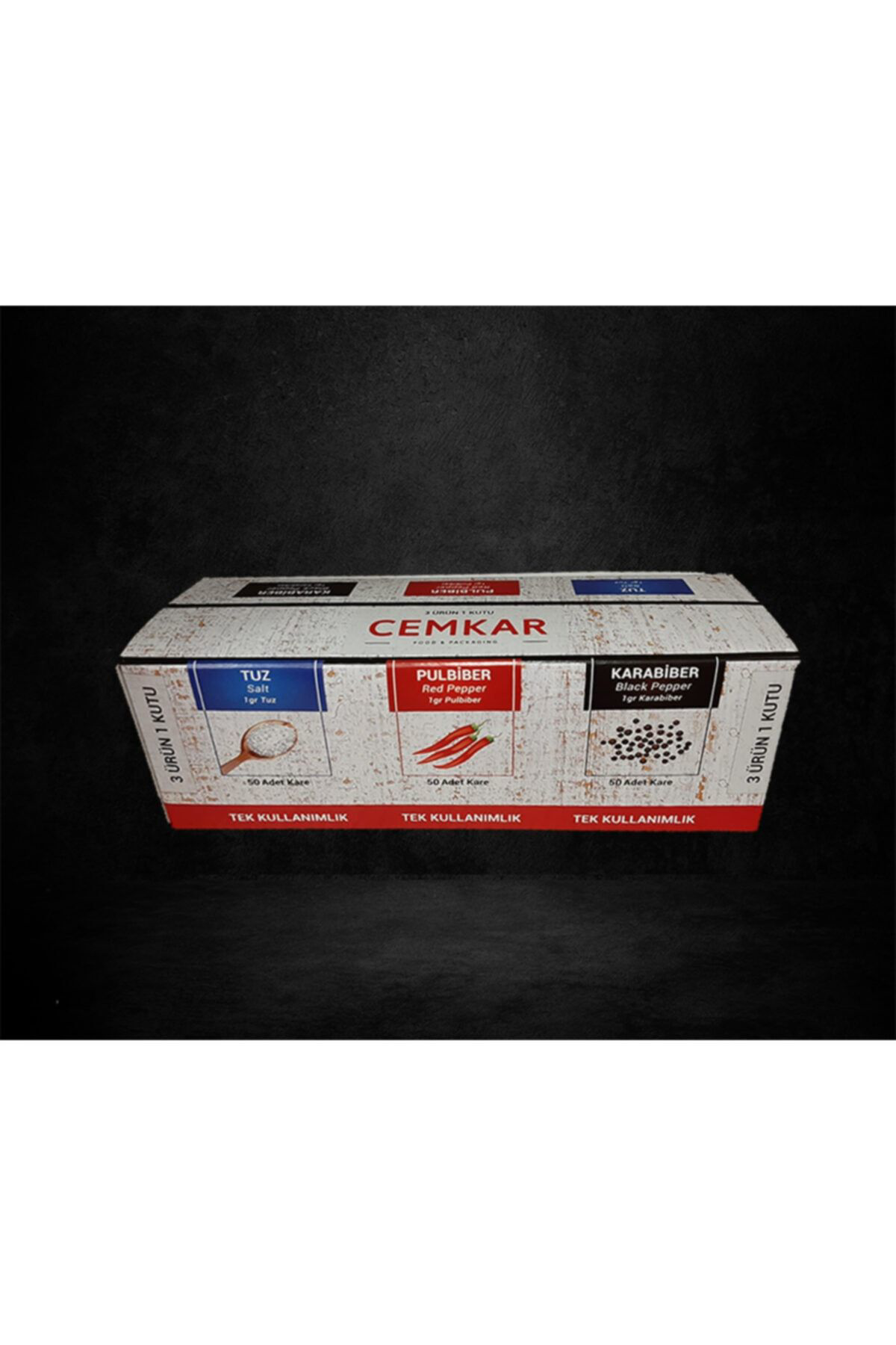Cemkar Karabiberxpulbiberxtuz 3 Ürün 1 Kutu / 3 X 50Adet X 150Gr