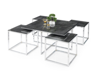 Sivas Gözde Mobilya Kares 4 Zigonlu Orta Sehpa Metal Krom 90X90x47cm