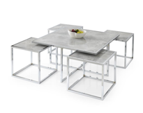 Sivas Gözde Mobilya Kares 4 Zigonlu Orta Sehpa Metal Krom 90X90x47cm
